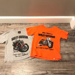 Harley Davidson Kids Short Sleeve T-Shirts Lot of Two Orange/Gray 3T/2T
